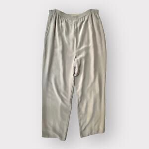 Perlita Silk Straight Leg Pants Beige Size L